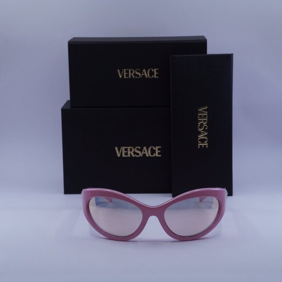 Versace VE4485 5521/Z Sunglasses Shiny Pink Cat Eye Frame, Pink Lenses